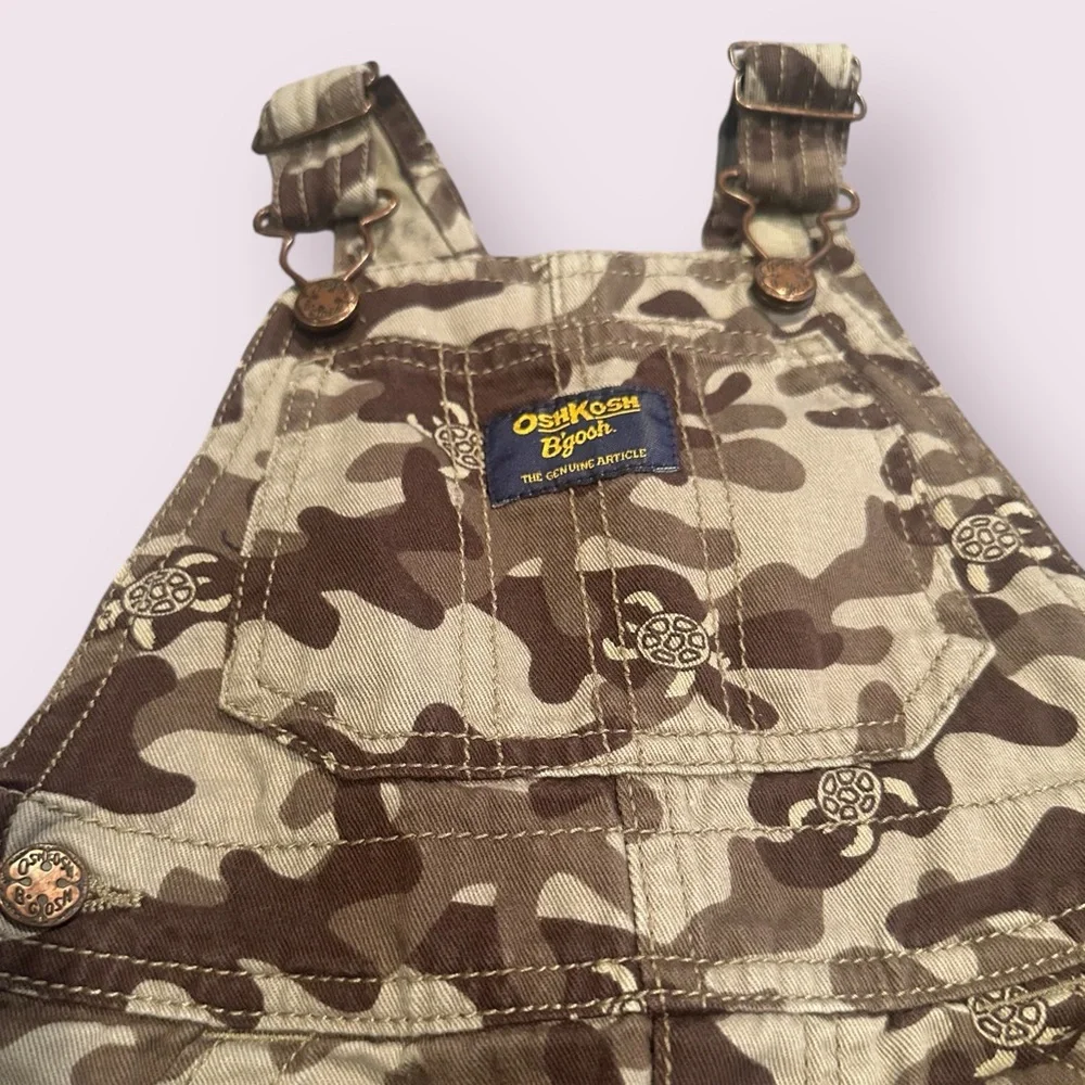 Baby Toddler 18 Mon OshKosh B'Gosh Camo Turtle Print Overalls